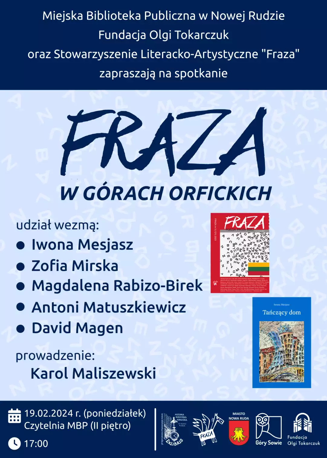 Plakat zapraszający na spotkanie Fraza w Górach Orfickich - powiększenie